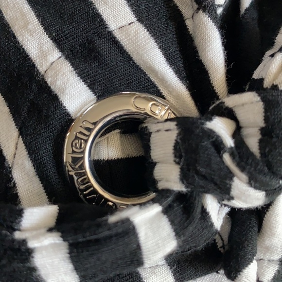 Calvin Klein Soft Black & White Striped Tie-sleeve Top - Picture 7 of 9